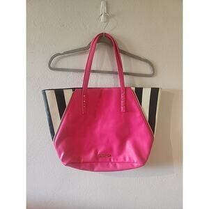 LARGE Vintage Y2K Juicy Couture Purse Tote Handbag Pink Black White Stripe